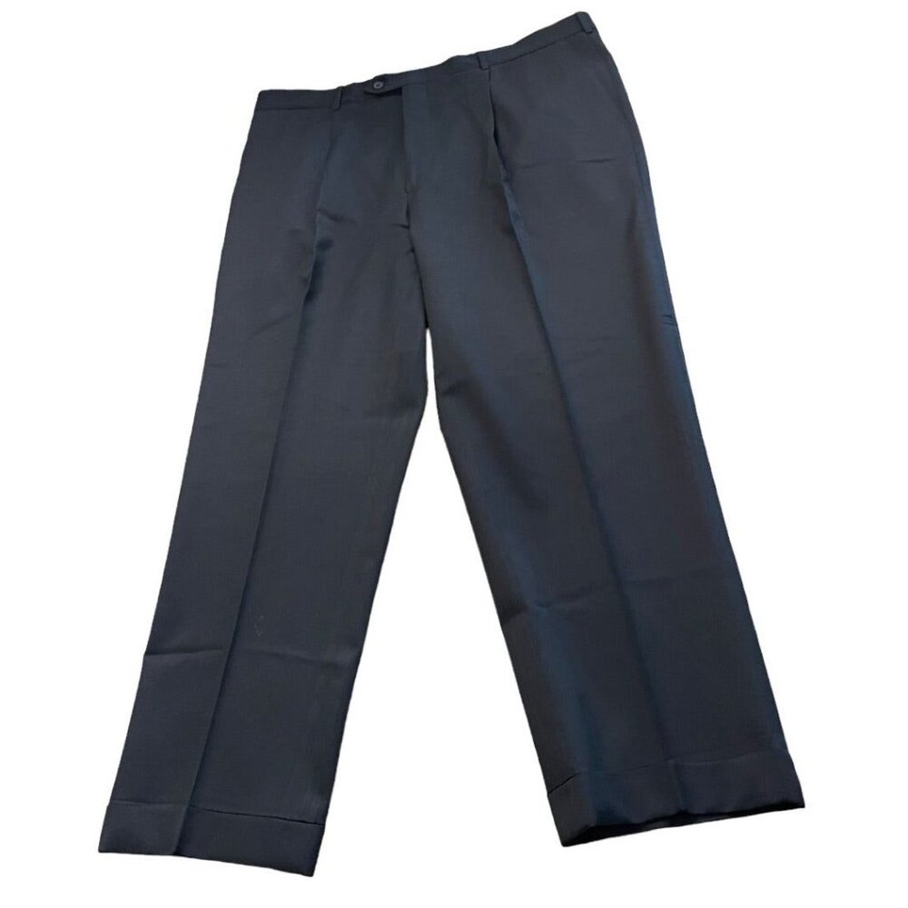 Size 40R di Milano Mens Cuffed Pleated‎ Lorenzo Black Wool Dress Pants